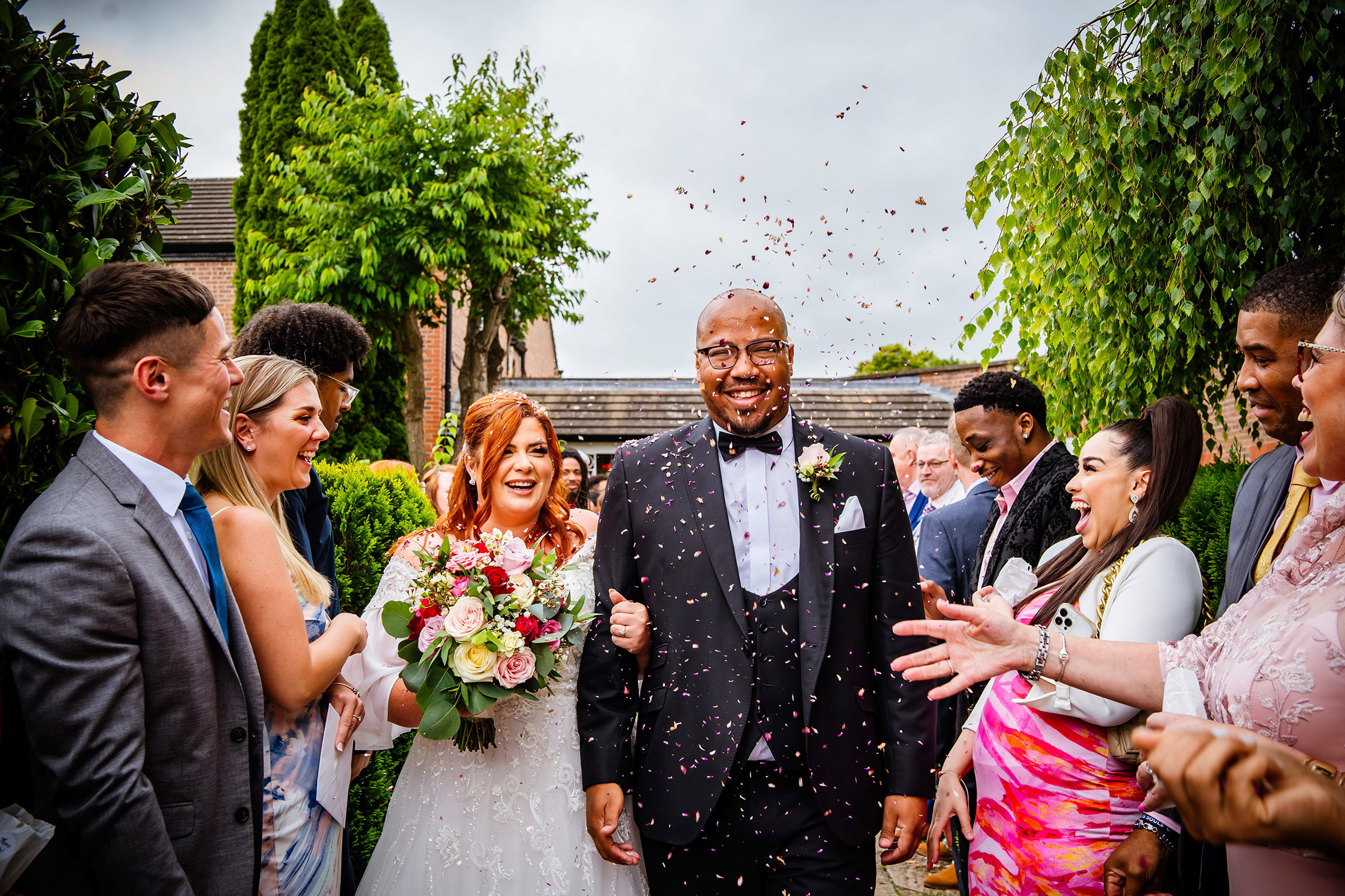 Confetti walk for newlyweds Gabriel and Jessica Correia.