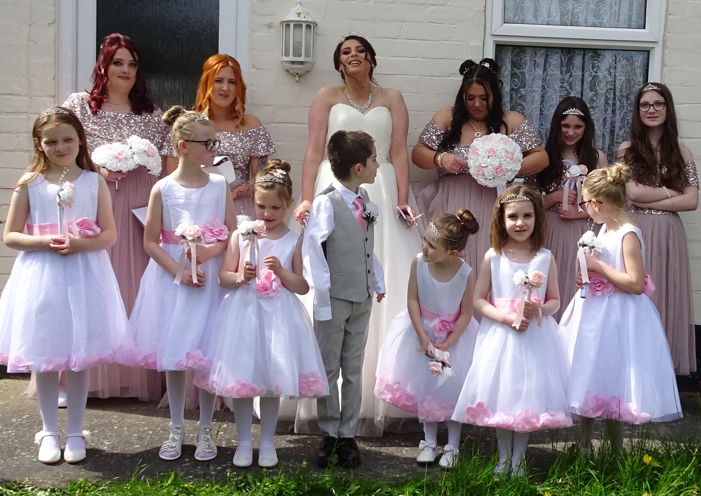 Bride Collette with Samantha, Kimberley, Katrina, Lucy, Scarlet, Elsa, Katie, Amy, Dylan, Jayde, Lexie and Sophie.