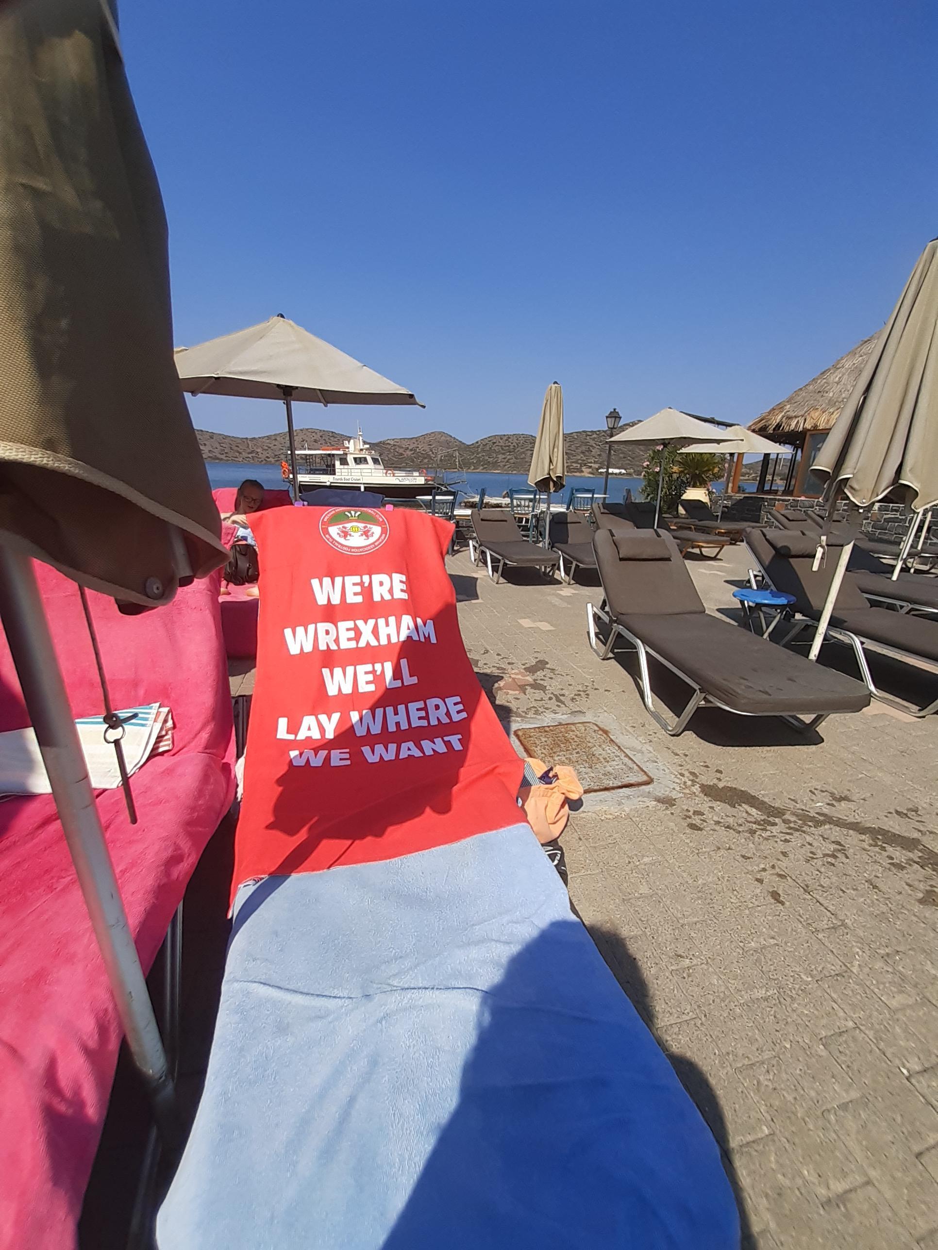 Rachel Roberts, from Wrexham, showing support at the pool in Elounda, Crete.