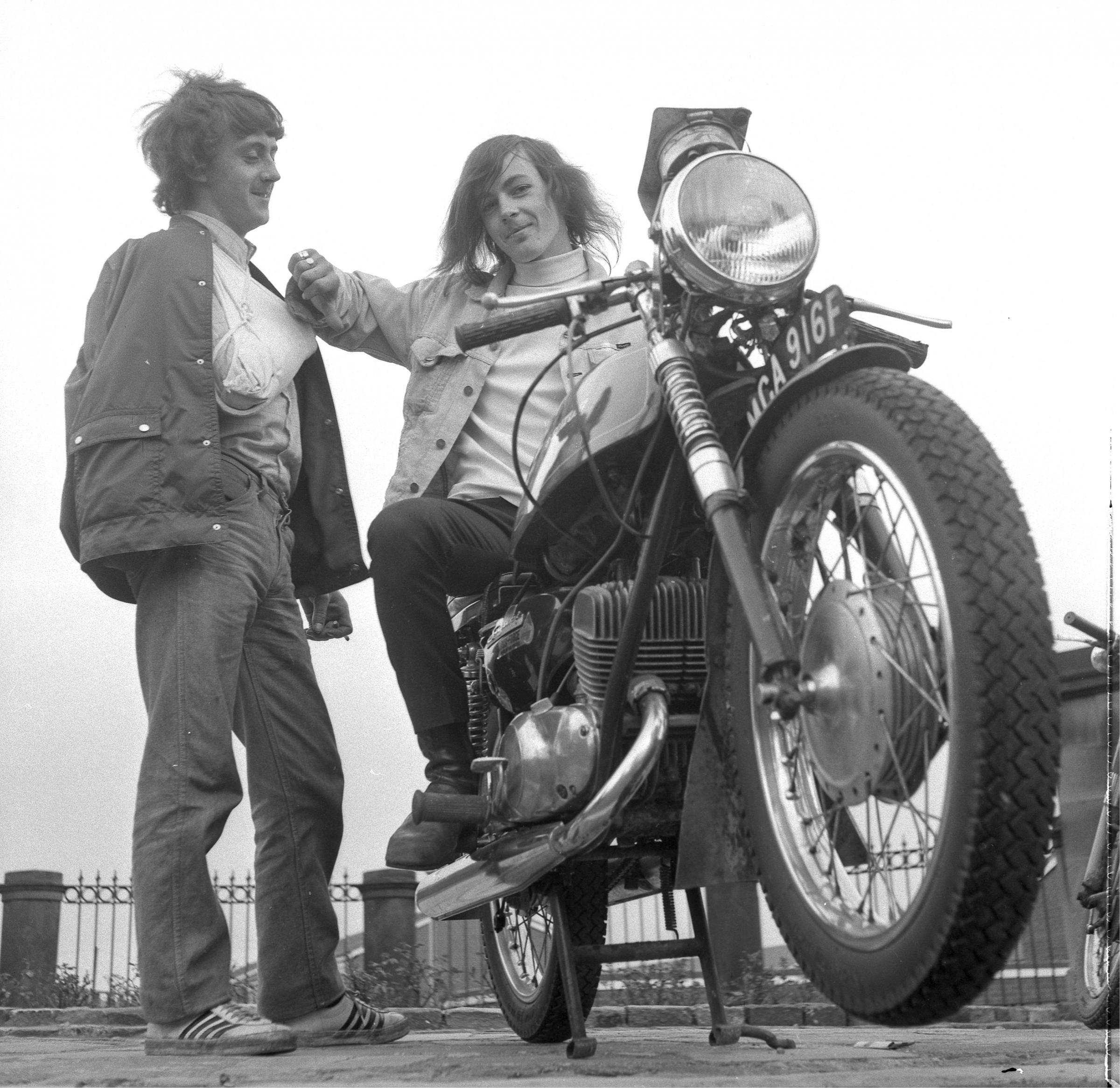 Bikers outside the former Sams Cafe, Garden Village, in 1972.