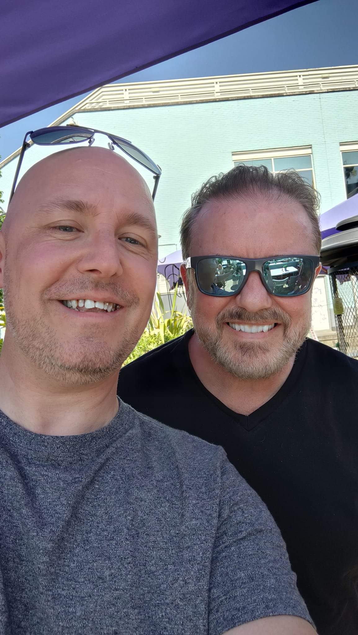 Tim Cowell with actor/comedian Ricky Gervais.