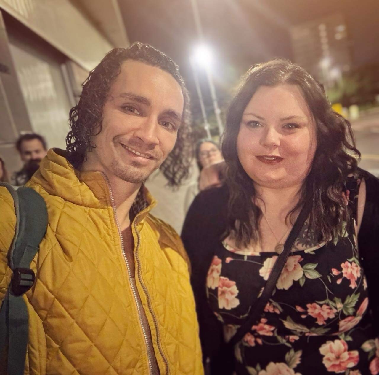 Actor Robert Sheehan and Kirsty Hughes.