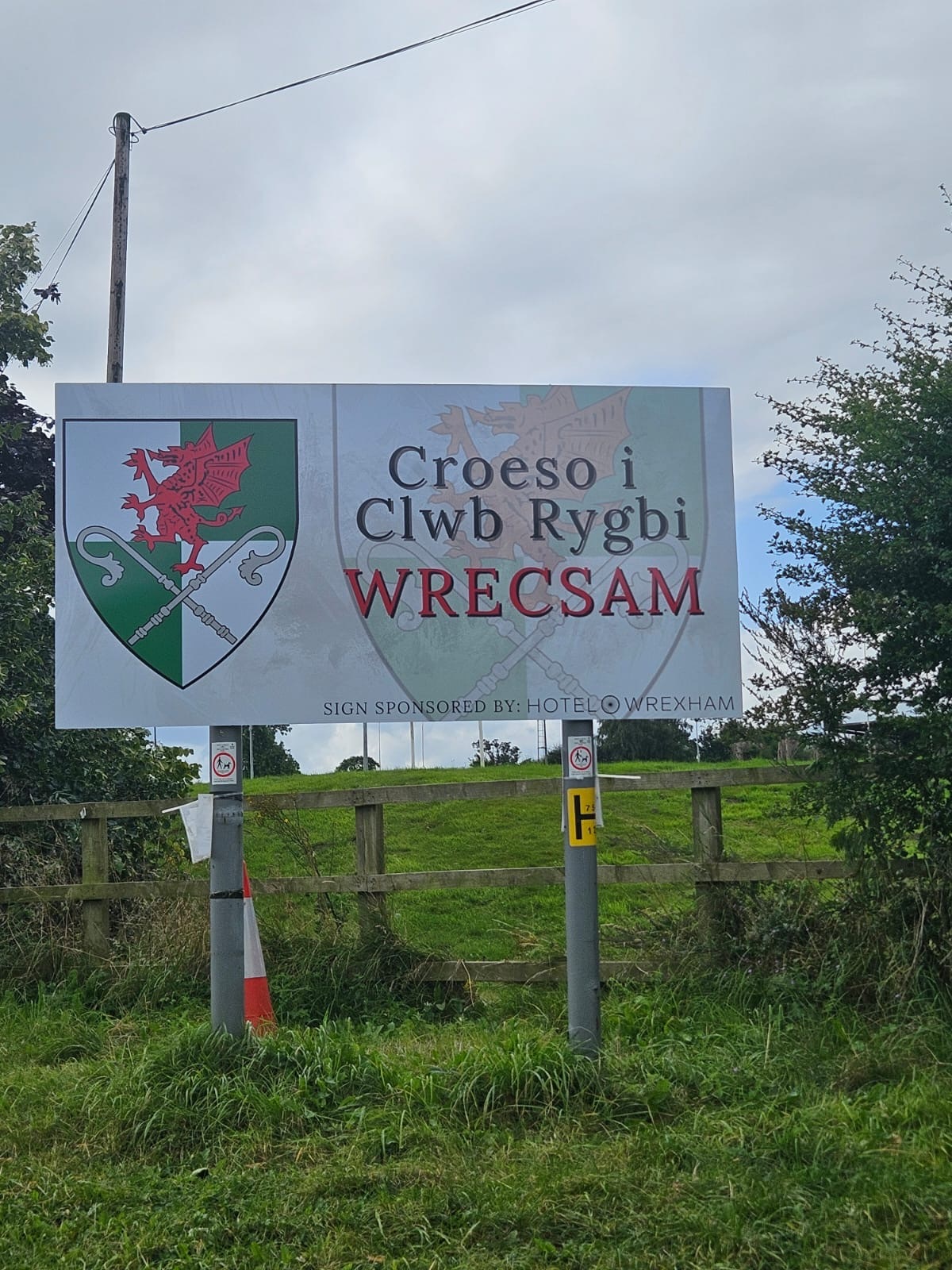 New signage at Wrexham Rugby Club.