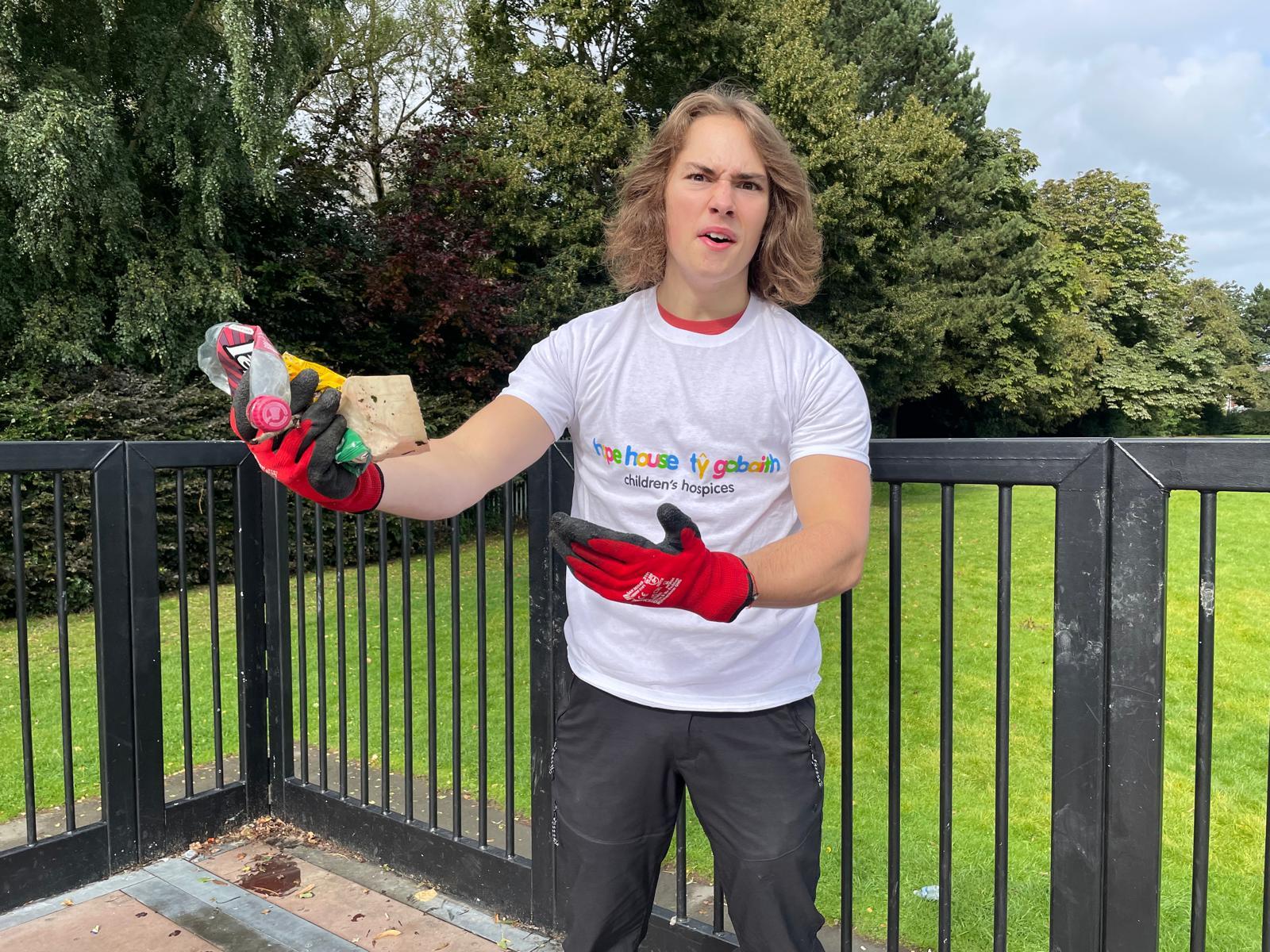 Tom Lloyd-Hughes cleaned the skatepark at The Rec in Mold .