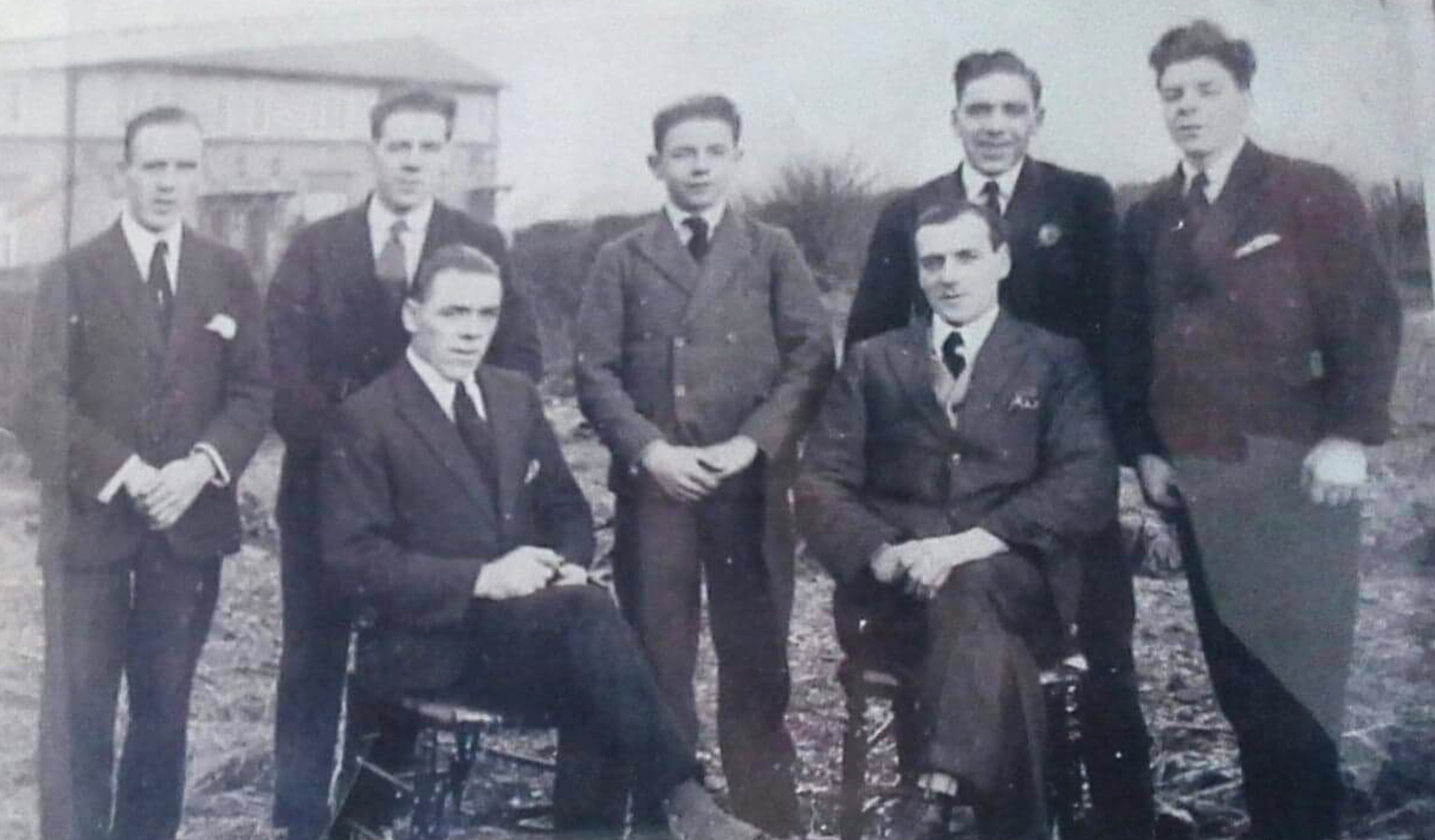 Top row, from left: John Henry Bailey, George Owen Bailey, Richard Edward Hughes, William Williams, Noah Bailey. Front row: Samuel Bailey and Joseph Bailey. 