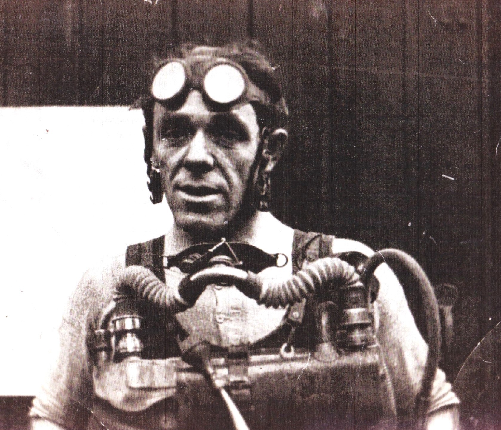 Samuel Bailey in his breathing apparatus during the rescue.