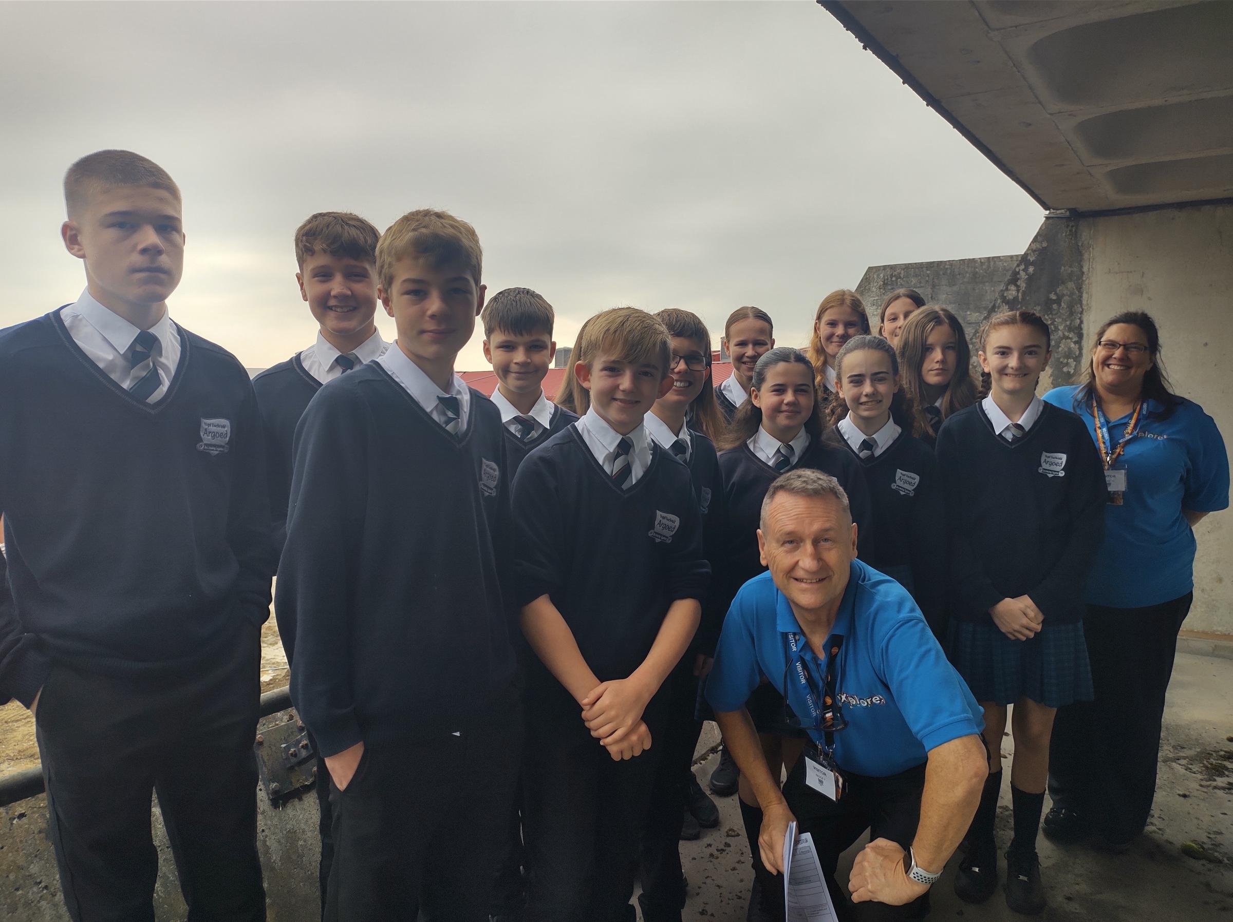 Emyr Williams and Rachel Benyon with the group.