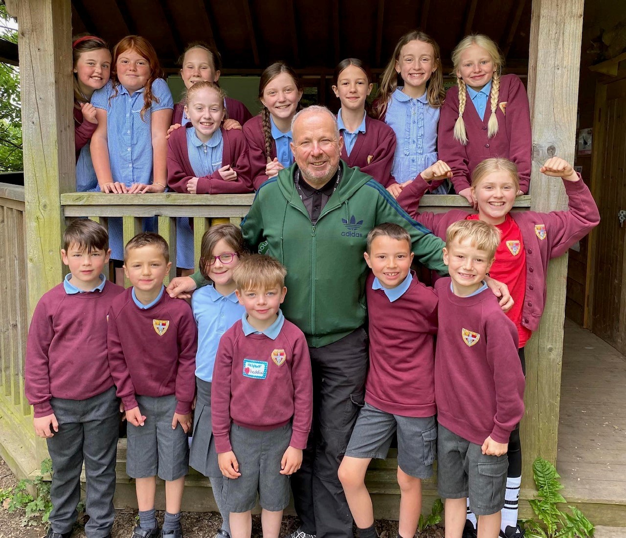 St Marys School pupils with new headteacher Darren Morris.