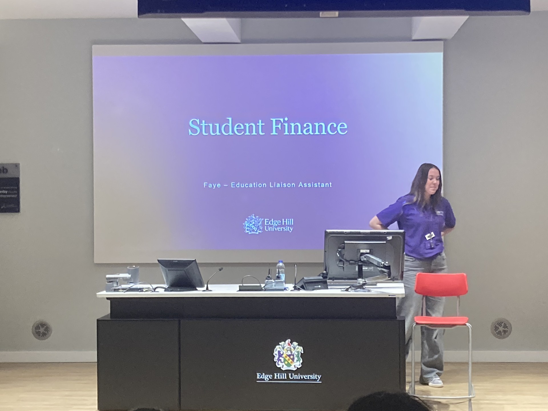 Students attend a talk at the event about student finance by a member of the Universitys staff.