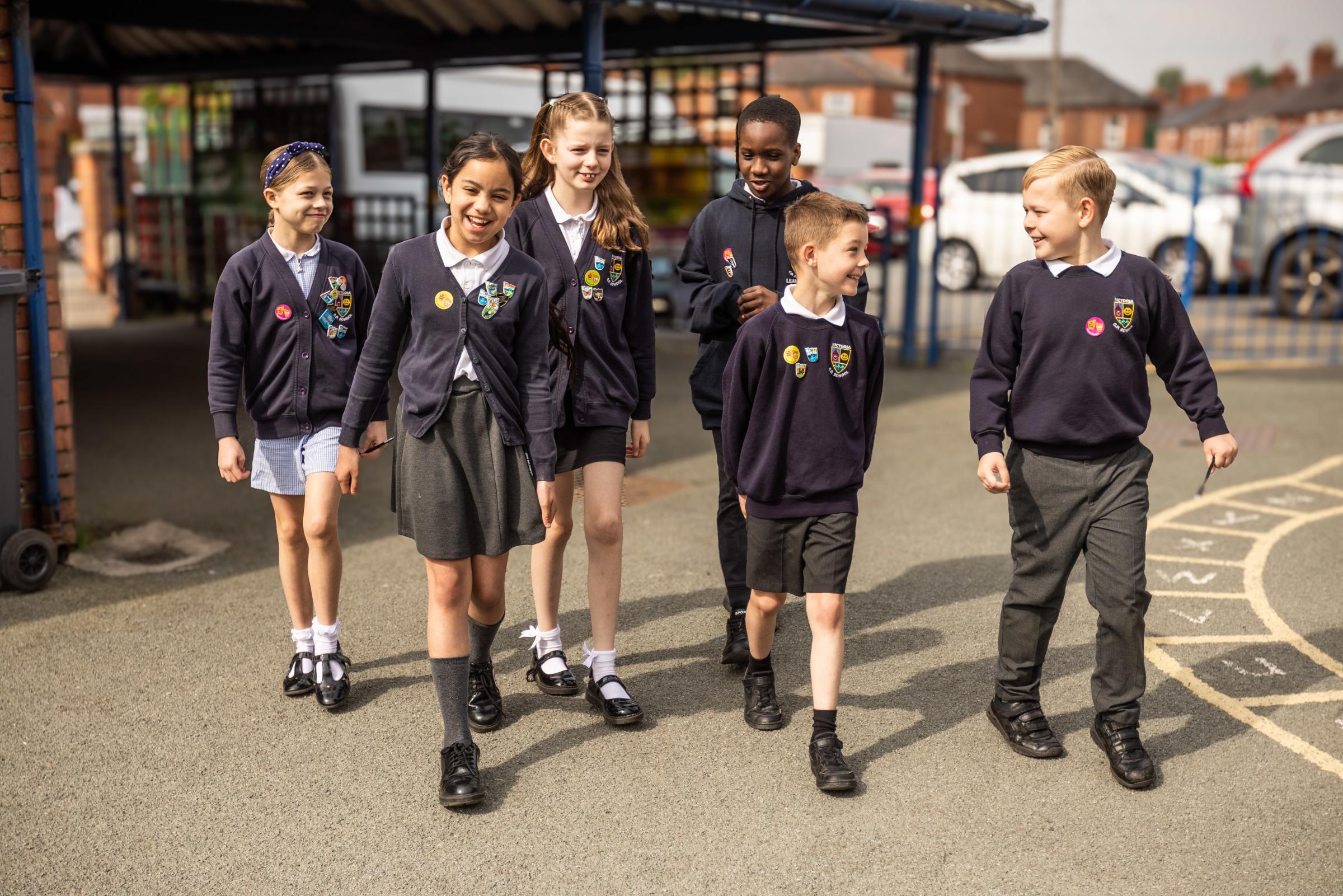 Pupils from Victoria Community Primary School in Wrexham, which takes part in WOW - the walk to school challenge from Living Streets.