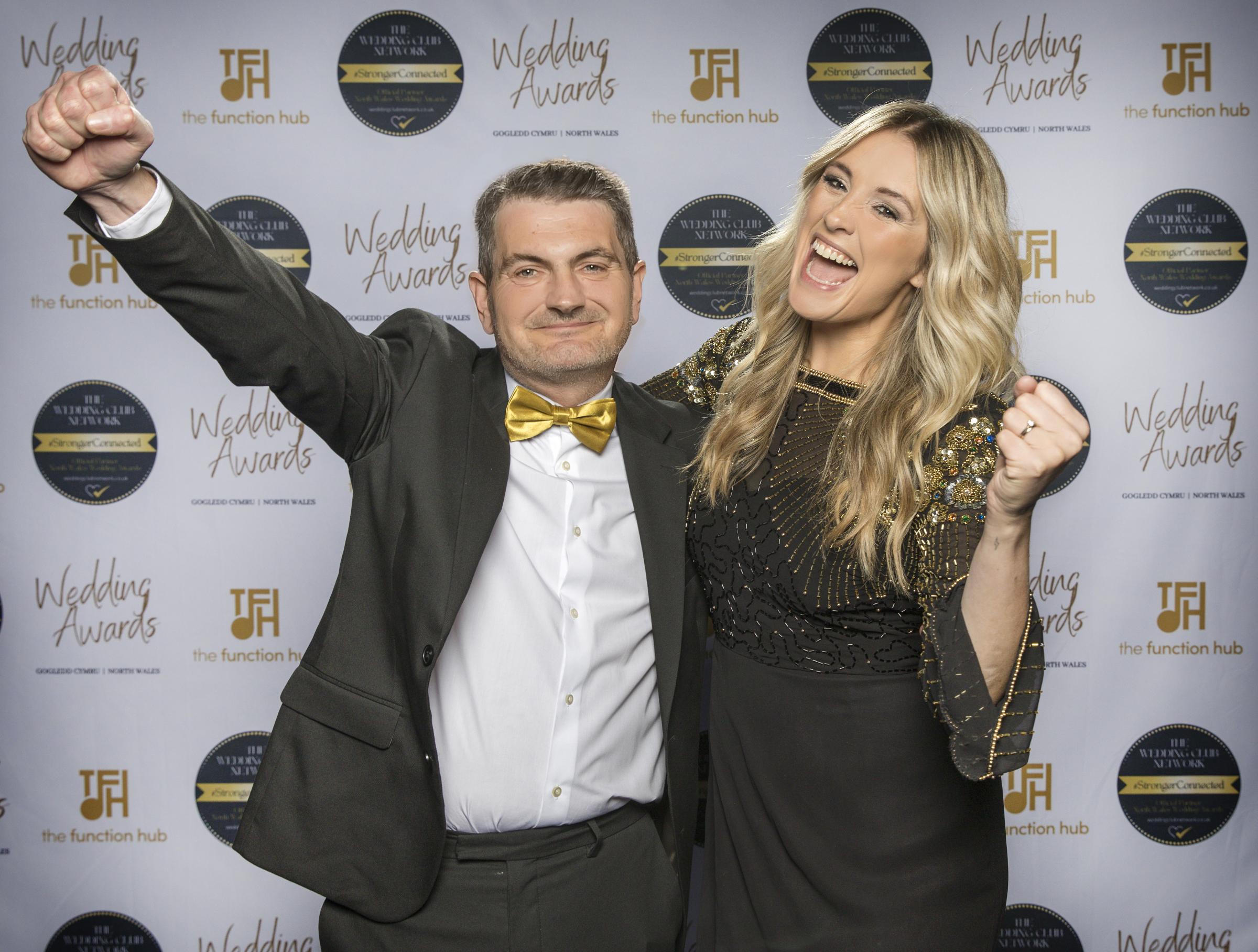 North Wales Wedding Awards founder Nathan Hales, with host Elin Fflur.