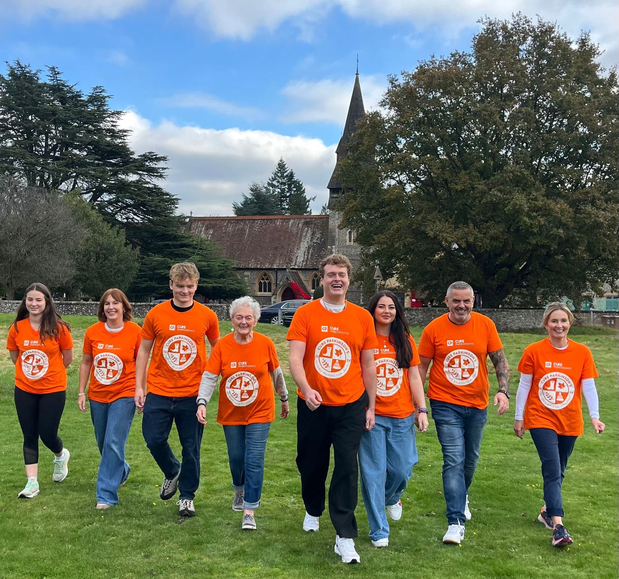 Family joined Joyce Cook for thefinal few steps of her walking challenge.