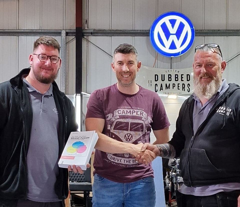 Luke Appleby (left) and his dad Johhn Appleby (right), with Dr Tom Williams.