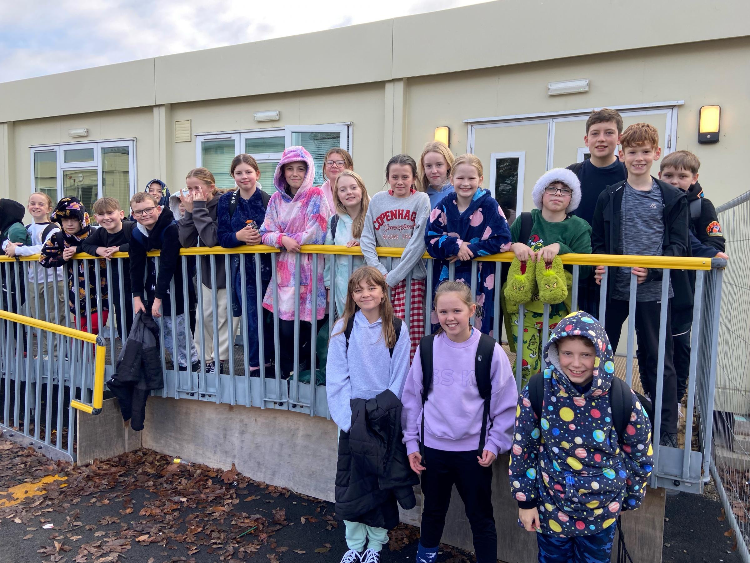 A group of students dressed in their cosiest clothes.